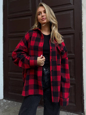 Oversize рубашка из байки LUC-A1042T489