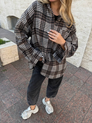Oversize рубашка из байки LUC-A1042T489