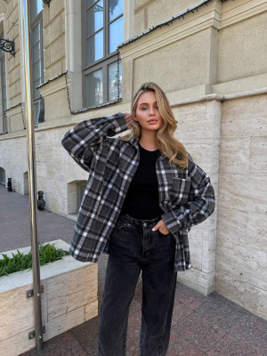 Oversize рубашка из байки LUC-A1042T489