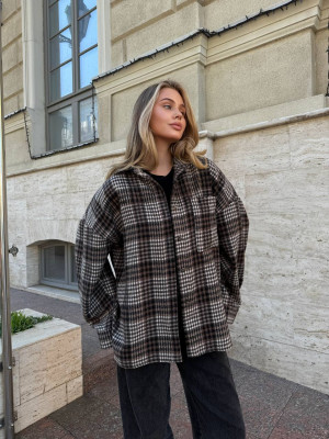 Oversize рубашка из байки LUC-A1042T489