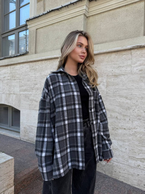 Oversize рубашка из байки LUC-A1042T489