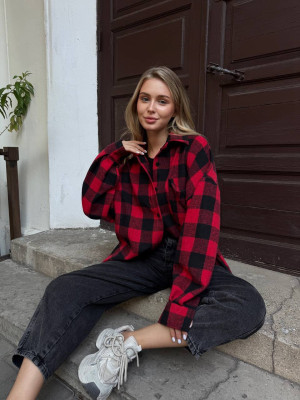 Oversize рубашка из байки LUC-A1042T489