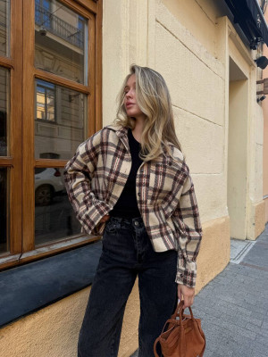 Укороченная oversize рубашка из байки LUC-A1043T469