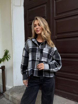 Укороченная oversize рубашка из байки LUC-A1043T469