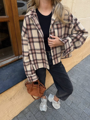 Укороченная oversize рубашка из байки LUC-A1043T469