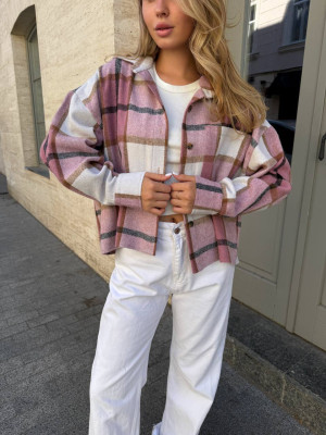 Укороченная oversize рубашка из байки LUC-A1043T469