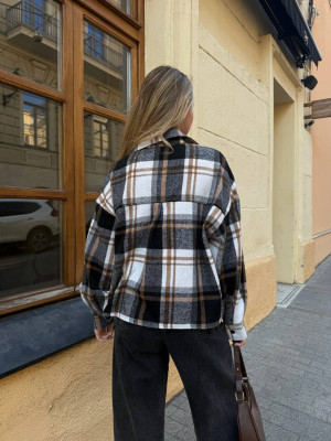 Укороченная oversize рубашка из байки LUC-A1043T469
