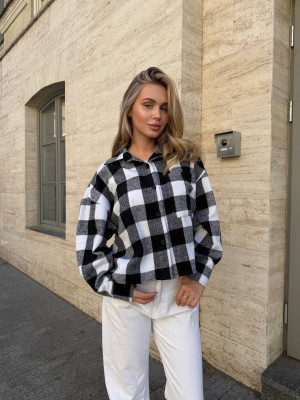 Укороченная oversize рубашка из байки LUC-A1043T469