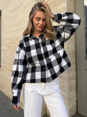 Укороченная oversize рубашка из байки LUC-A1043T469