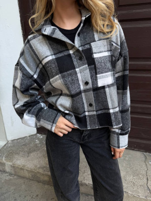 Укороченная oversize рубашка из байки LUC-A1043T469