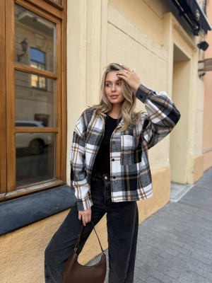 Укороченная oversize рубашка из байки LUC-A1043T469