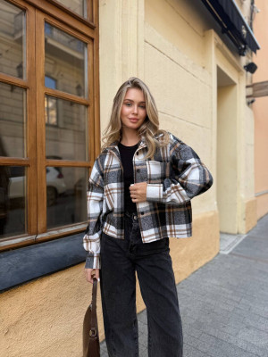 Укороченная oversize рубашка из байки LUC-A1043T469
