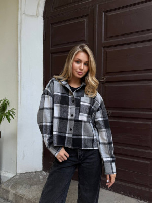 Укороченная oversize рубашка из байки LUC-A1043T469