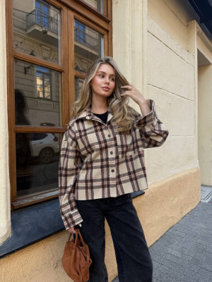 Укороченная oversize рубашка из байки LUC-A1043T469
