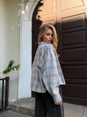 Укороченная oversize рубашка из байки LUC-A1043T469