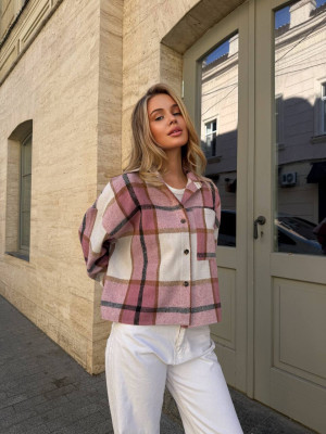Укороченная oversize рубашка из байки LUC-A1043T469