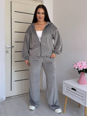 Велюровый оверсайз костюм PRA-A1338T690