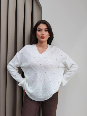 Вʼязаний светр з камінцями AMU-A2427T760 Вʼязаний светр з камінцями AMU-A2427T760