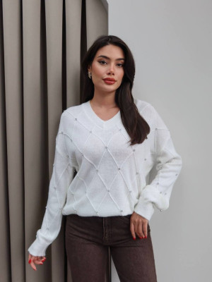 Вʼязаний светр з камінцями AMU-A2427T760 Вʼязаний светр з камінцями AMU-A2427T760