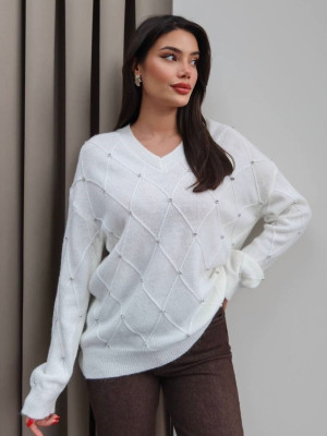 Вʼязаний светр з камінцями AMU-A2427T760