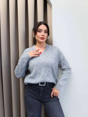 Вʼязаний светр з камінцями AMU-A2427T760 Вʼязаний светр з камінцями AMU-A2427T760