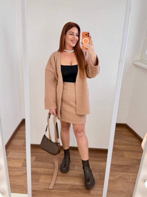 Кашеміровий костюм з спідницею MA-N2147T600 Кашеміровий костюм з спідницею MA-N2147T600