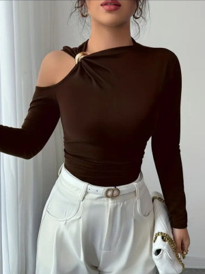 Стильный лонгслив с открытым плечом KC-A3354T350