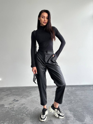 Кожаные джоггеры на флисе IO-A799T370