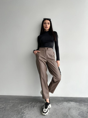 Кожаные джоггеры на флисе IO-A799T370