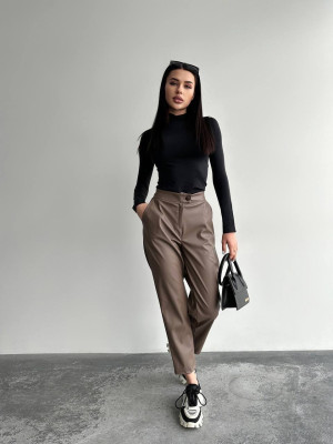 Кожаные джоггеры на флисе IO-A799T370