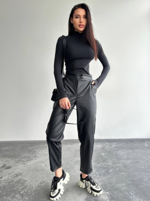 Кожаные джоггеры на флисе IO-A799T370