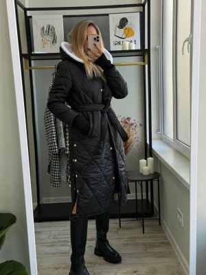 Тепла довга куртка на хутрі EST-A5719T1450