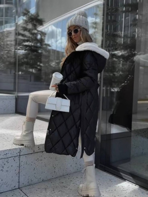 Тепла довга куртка на хутрі EST-A5719T1450