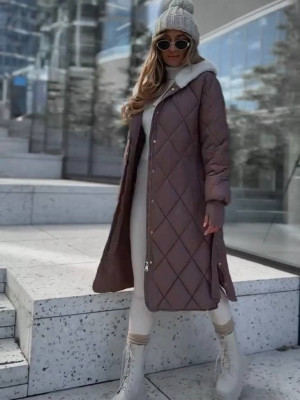 Тепла довга куртка на хутрі EST-A5719T1450