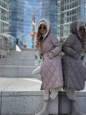 Тепла довга куртка на хутрі EST-A5719T1450