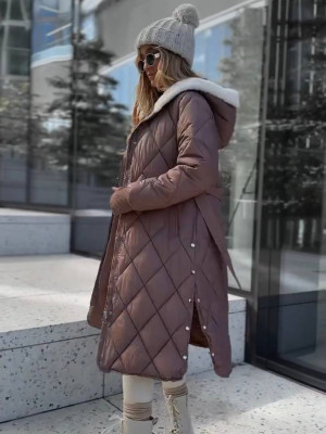 Тепла довга куртка на хутрі EST-A5719T1450