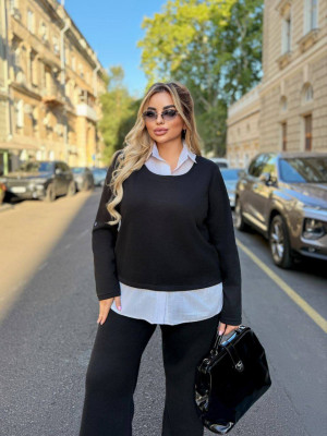 Ангоровый костюм с имитацией рубашки AP-A286T850