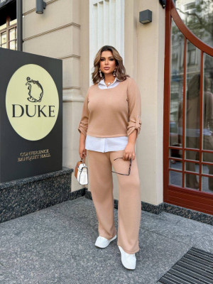 Ангоровый костюм с имитацией рубашки AP-A286T850