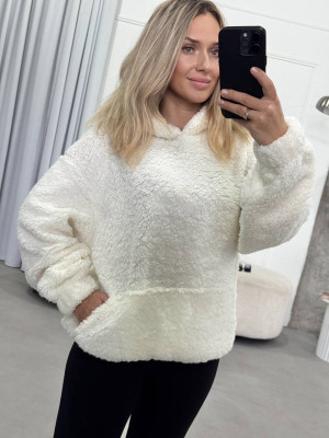 Теплый объемный худи из меха тедди IMMA-A428T420