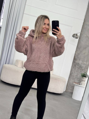 Теплый объемный худи из меха тедди IMMA-A428T420