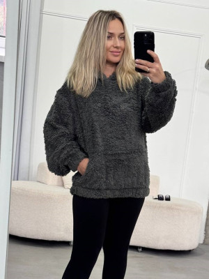 Теплый объемный худи из меха тедди IMMA-A428T420