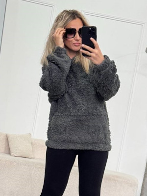 Теплый объемный худи из меха тедди IMMA-A428T420