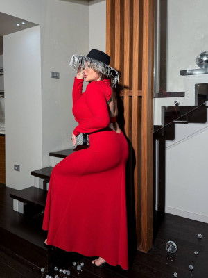 Длинное платье с открытой спинкой ANK-A1020.1T780