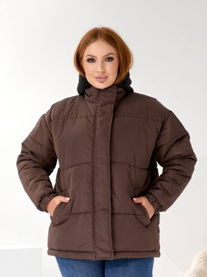 Зимний пуховик со вшитым воротничком DMP-P4091T920