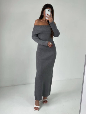 Длинное ангоровое платье в рубчик DMP-R1562T420