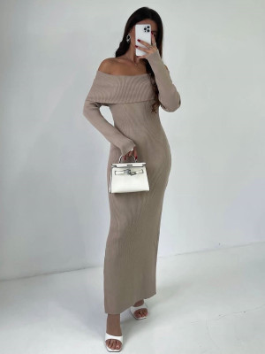 Длинное ангоровое платье в рубчик DMP-R1562T420