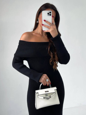 Длинное ангоровое платье в рубчик DMP-R1562T420