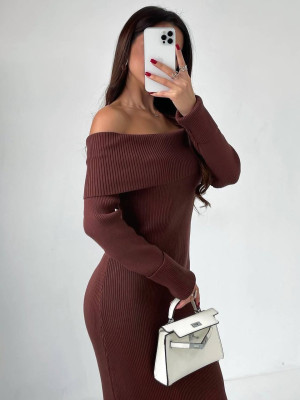 Длинное ангоровое платье в рубчик DMP-R1562T420