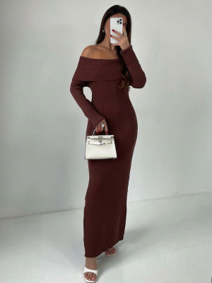 Длинное ангоровое платье в рубчик DMP-R1562T420