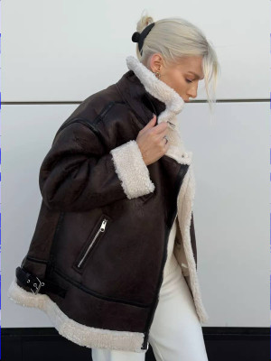 Теплая женская дубленка GN-A1193T1000